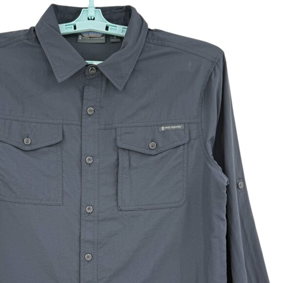 NWT Free Country Men's Expedition Moisture Wicking Storm Gray Nylon Shirt Size S - Picture 5 of 12